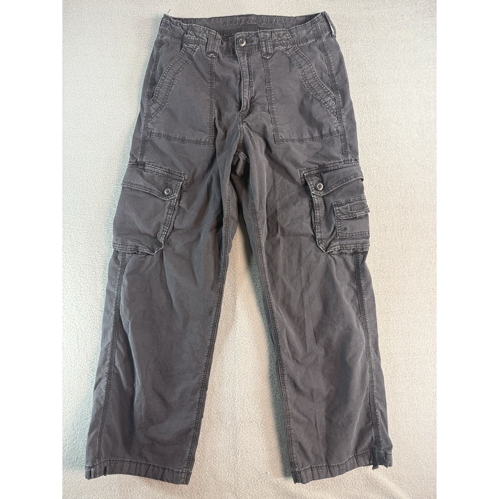 American Eagle Outfitters Jogger Pants Womens 8 Gray Cargo Stretch Baggy Twill
